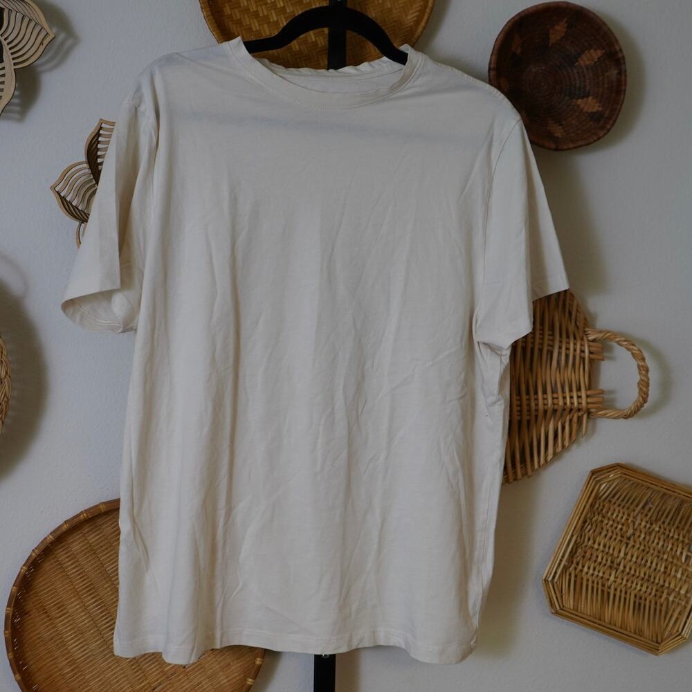 Daniel Hechter Paris Pima Cotton Short Sleeve Crew Neck Shirt Cream Mens Size XL